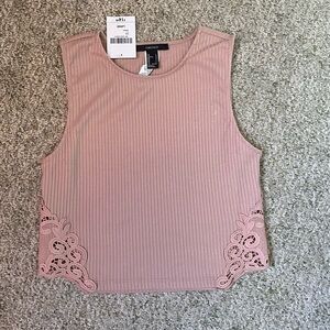 Forever 21 Blush Pink Lace Trim Crop Top